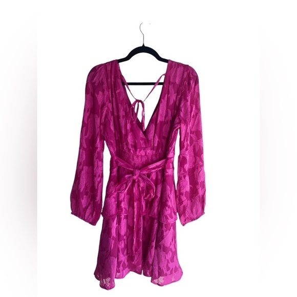 NWT Band of the Free Gypsy Jewel Fuchsia Ruffle Peplum Flowy Mini Dress Size L - Picture 9 of 9